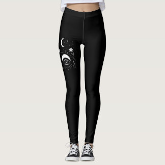 Leggings Bold Black and White Botanical