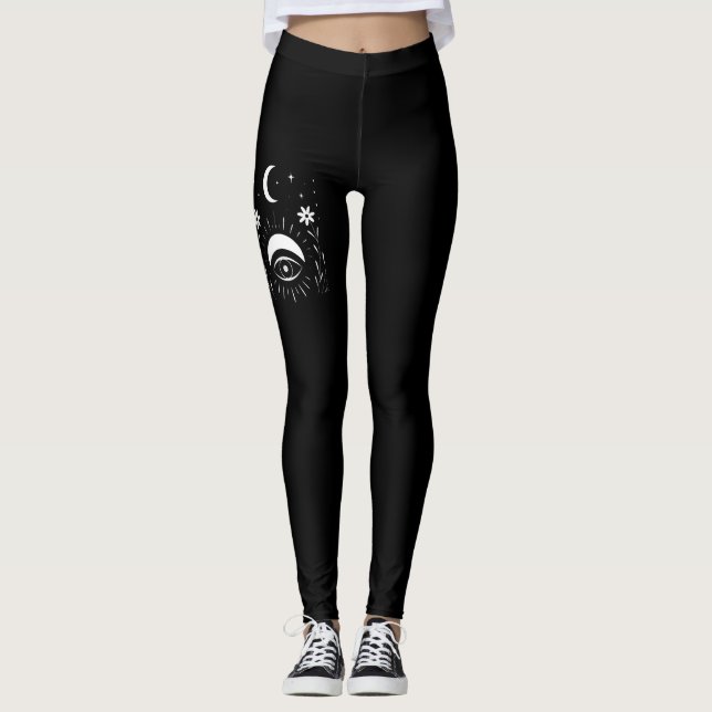 Leggings Bold Black and White Botanical  (Devant)