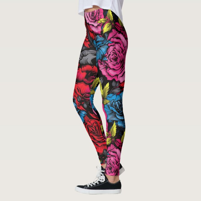 Leggings Bold Punk Blooms Floral  (Gauche)