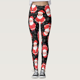 Leggings Bold Santa Claus Black Novelty Party