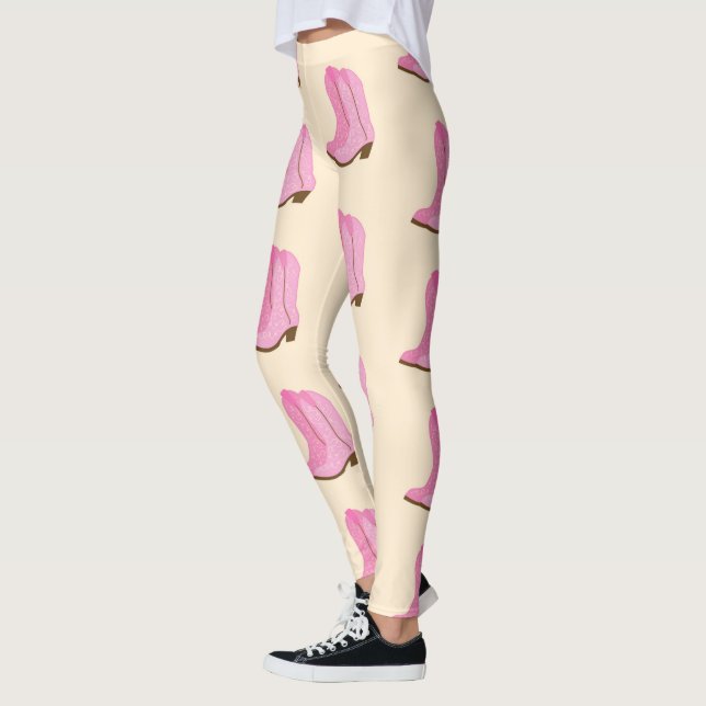 Leggings Boots Cowboy Pink Country Texas Ranch (Gauche)