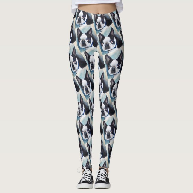 LEGGINGS BOSTON NOIR ET BLANC TERRIER (Devant)