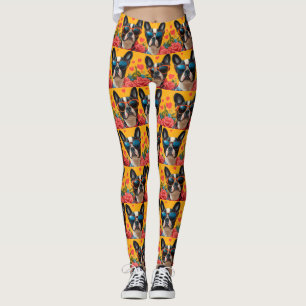 Leggings Boston Terrier avec coeur Roses Saint-Valentin