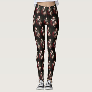 Leggings Boston Terrier avec Noël Festif du Père Noël