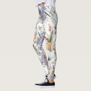Leggings Botanique pastel couleurs fleur sauvage été fleuri