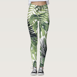 Leggings Botanique verte tropicale Feuille