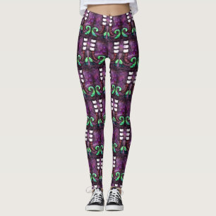 Leggings Bottes de sorcière d'Halloween Whimsical violet ve