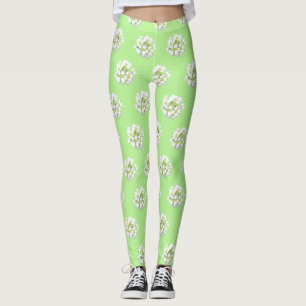 Leggings Bouche Motif Blanc Big Flowers. Legage