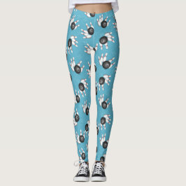 Leggings Boule de bowling et guêtres de bleu de motif de