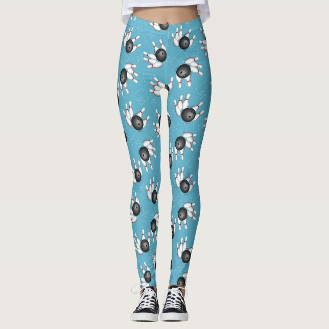 Leggings Boule de bowling et guêtres de bleu de motif de (Devant)