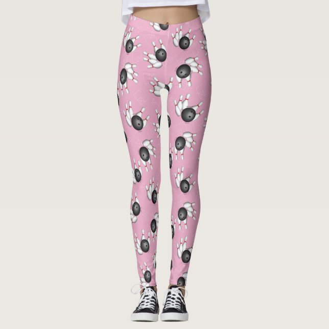 Leggings Boule de bowling et guêtres de rose de motif de (Devant)