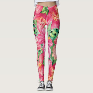 Leggings Boule de pickles tropicaux avec hibiscus XXL impri