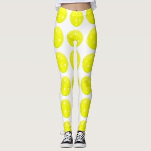 Leggings Boule jaune de guêtres de Pickleball sur le blanc