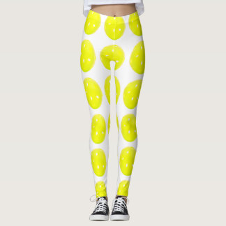 Leggings Boule jaune de guêtres de Pickleball sur le blanc