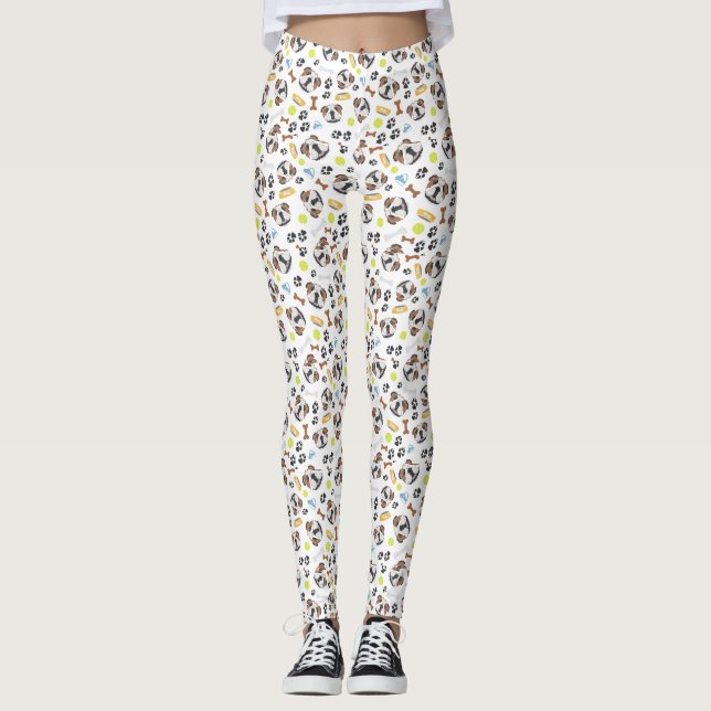 Leggings Bouledogue de sourire de l'anglais de chien (Devant)