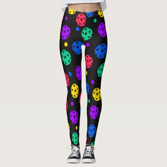 Leggings Boules de Pickleball colorées  (Devant)
