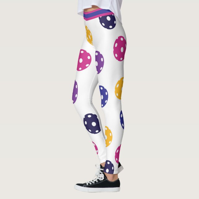 Leggings 💛 Boulettes jaunes et 💜 violettes en blanc (Gauche)