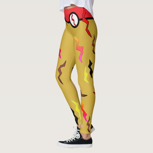 Leggings Boulons d'éclair d'or noir rouge d'Halloween (Gauche)