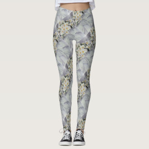 LEGGINGS BOUQUET BLANC DAISY LÉGUMES FLORAUX