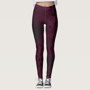 Leggings Bourgogne & Black Dark Garden Gothique Glam