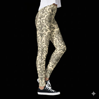 Leggings boussole nautique vintage beige classique ornemena