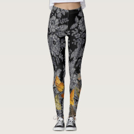 LEGGINGS BOUTEILLES DE MOTIF DE LACE ANTIQUE EN NOIR