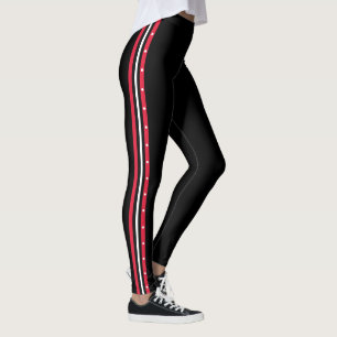 Leggings Boutons noirs blancs rouges de mode latérale à l
