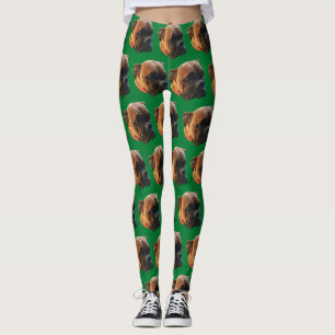 Leggings Boxer Dog Photo Hunter Green