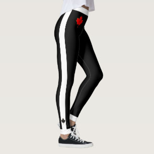 Leggings Bracelet épais Feuille d'érable Canada en noir et
