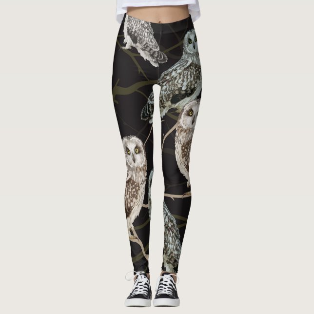 Leggings Branche de la chouette : Perche d'oiseaux solitair (Devant)