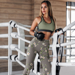 Leggings Branche florale élégante à motif Légendes