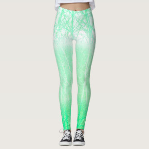 Leggings Branches de Menthe Verte Brumeuse Givrée