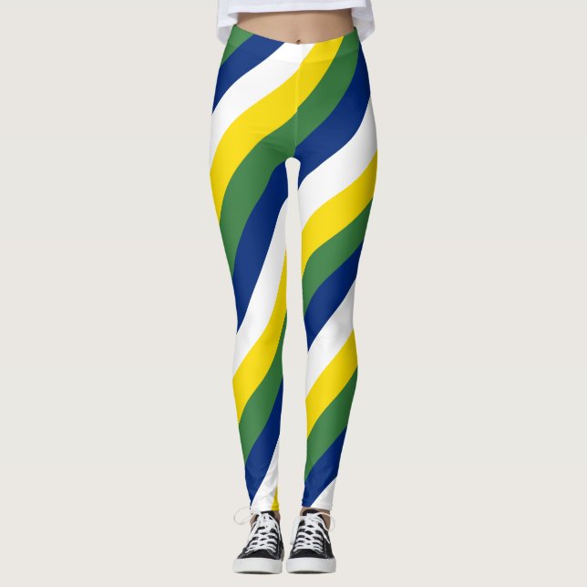 Leggings Brésil Couleurs du drapeau national diagonales tri (Devant)