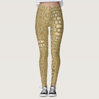 Leggings Brick en brique de brick métallique Faux d'or Légu