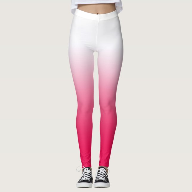 Leggings Bright été rouge et blanc dégradé ombre (Devant)
