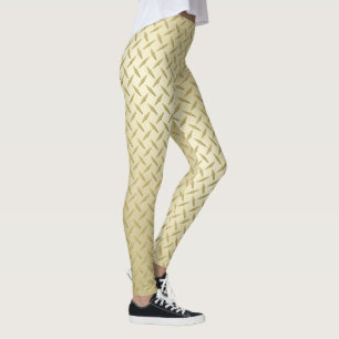 Leggings Bright Golden Diamond Plate Motif