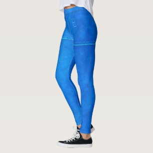 Leggings Bright Marine Cuir Bleu Couche Chic Personnalisé I