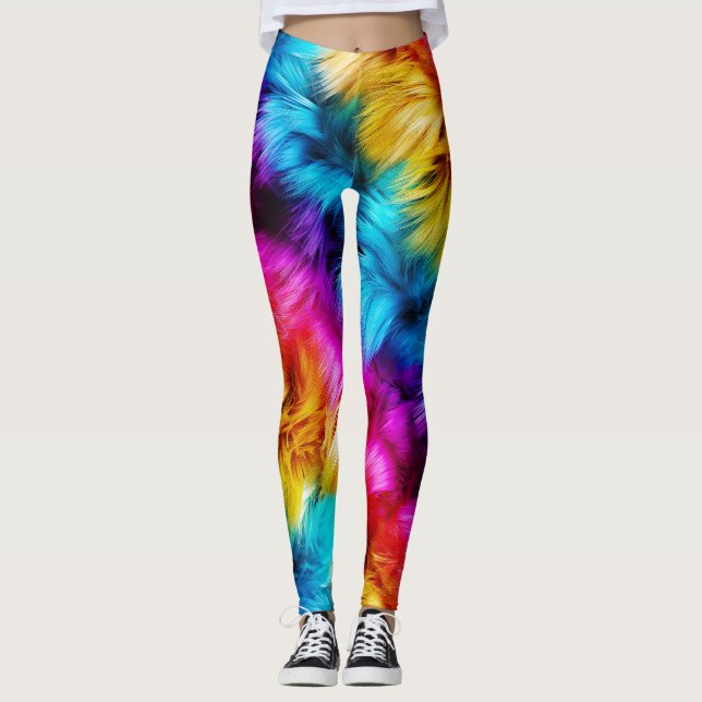 Leggings Bright Rainbow fausse texture de fourrure monstre (Devant)