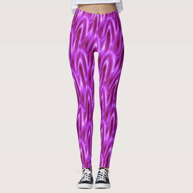 Leggings Bright Violet Wavy Motif (Devant)