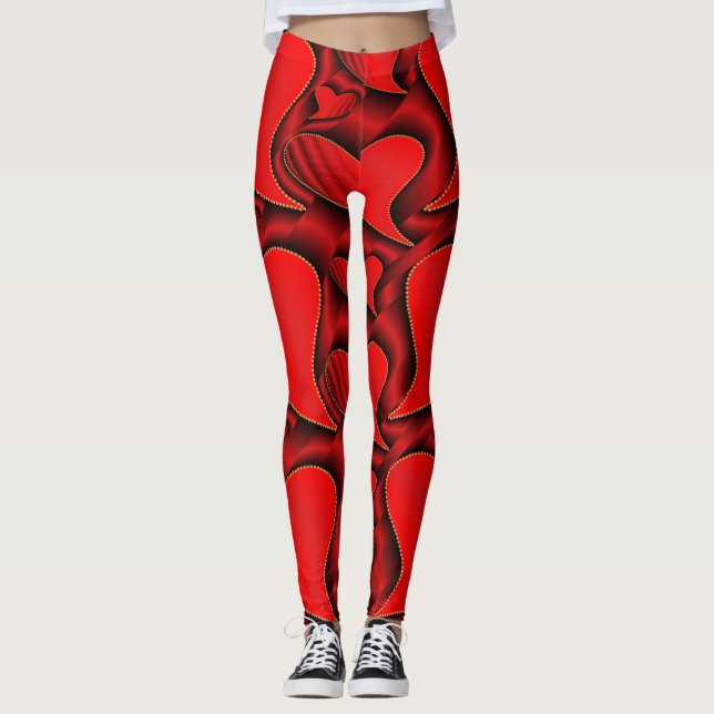 Leggings brillant, amour, coeur, rouge, valentine, romantiq (Devant)