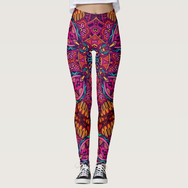 Leggings Brillant floral Abstrait Geometrical Whimsal (Devant)
