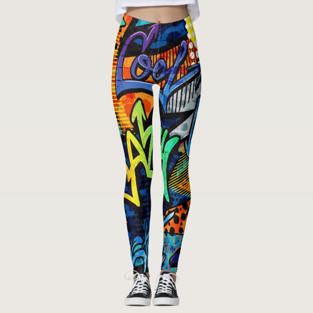 Leggings Briques de graffitis : Abstrait urbain (Devant)