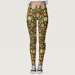 Leggings Broderie florale indienne vintage colorée Imprimer