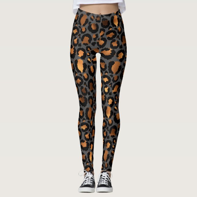 Leggings Bronze et léopard noir, poster de animal de guépar (Devant)