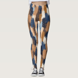 Leggings Brosses Abstraites en bleu, blanc et Brown (2)