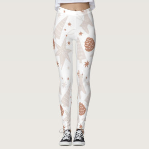 Leggings Brown de Noël blanc personnalisés
