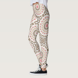 Leggings Brown et Rose Pink Mandala Motif