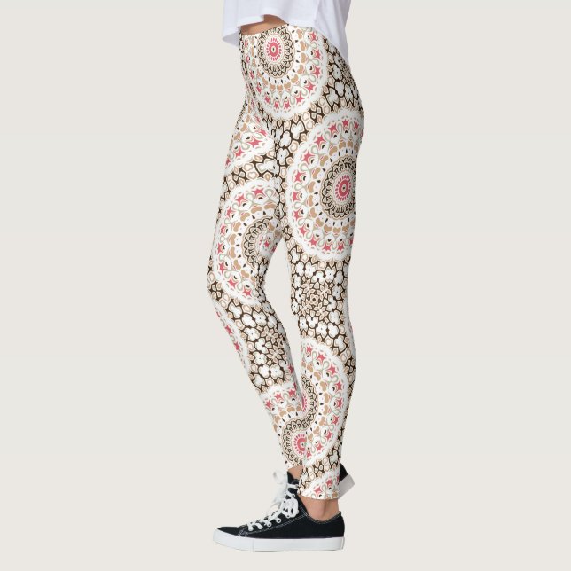 Leggings Brown et Rose Pink Mandala Motif (Gauche)