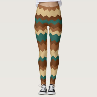 Leggings Brown et vert automne Zigzag Stripe