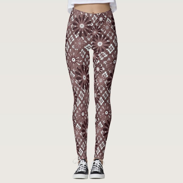 Leggings Brown, motif de fleurs (Devant)